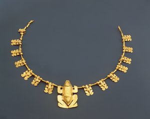 Quimbaya necklace with frogs, from Colombia by Pre Columbian